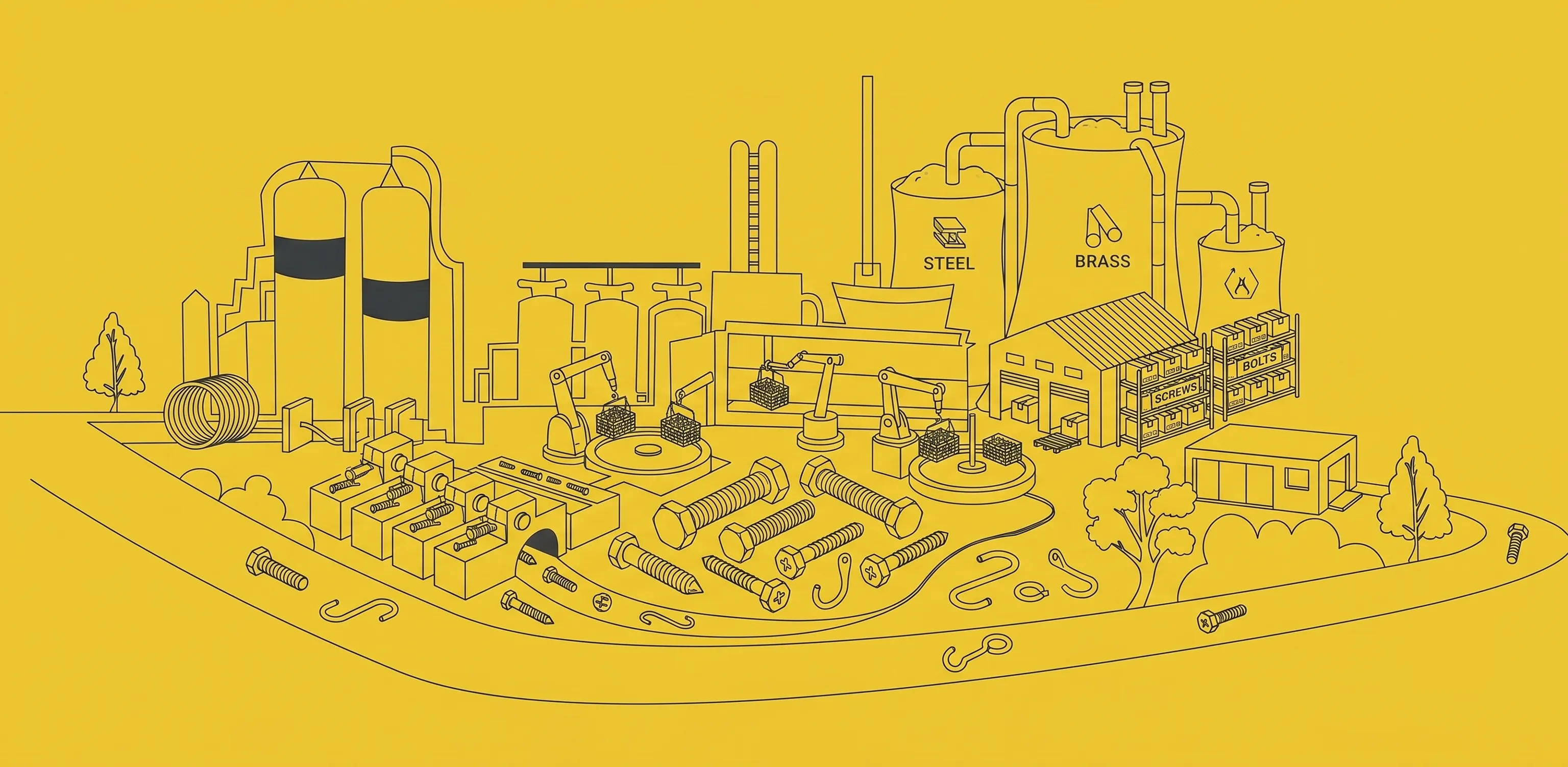 Illustrated Ashoka Brothers factory producing steel and brass fasteners
