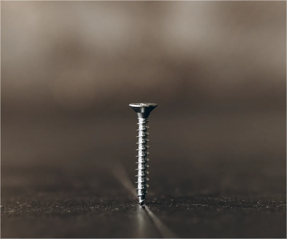 Gold wood screw driven into timber