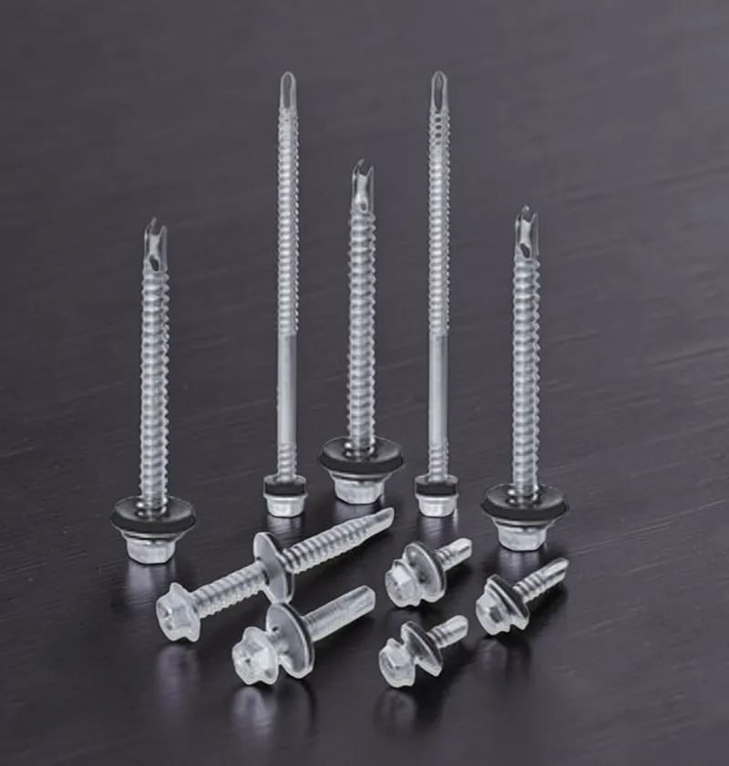Assorted silver hex-head self-drilling screws