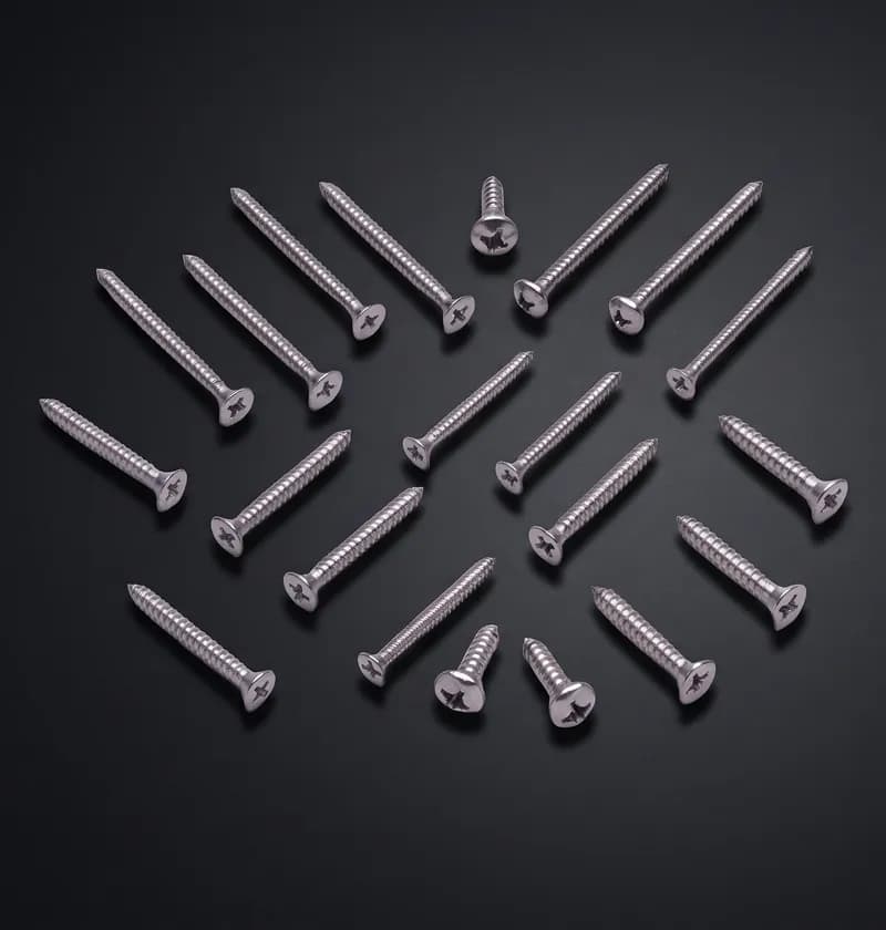 Silver Phillips self-tapping screws arranged in a heart shape