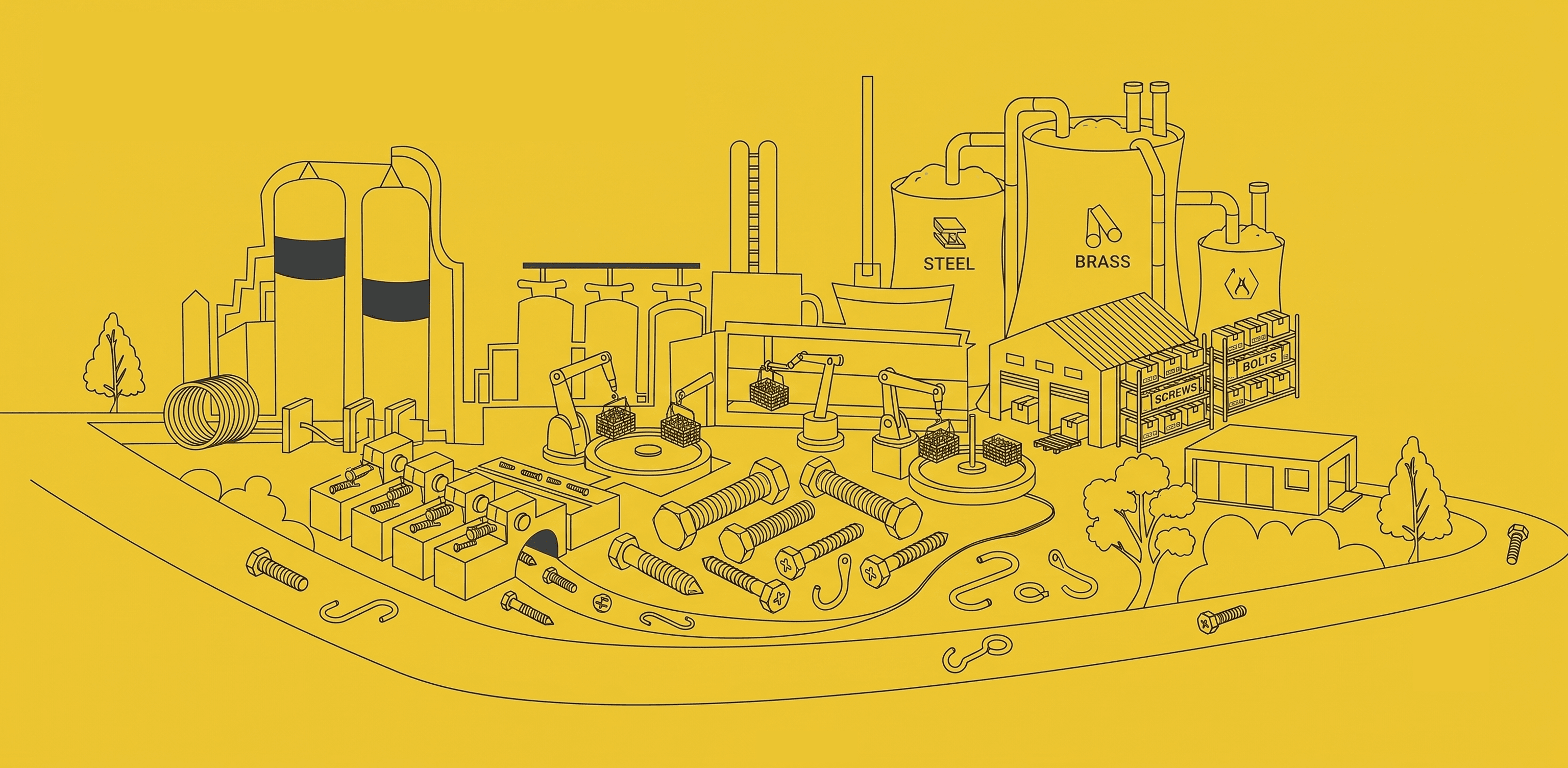 Illustrated Ashoka Brothers factory producing steel and brass fasteners